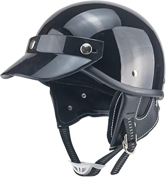 Retro Half Helmet Motorcycle Half Helmet Skull Cap Helmet Mens and Womens Moped Helmet Jet Helmet Spoon Helmet DOT Certified Light and Durable Scooter Cruiser C,M55-56CM