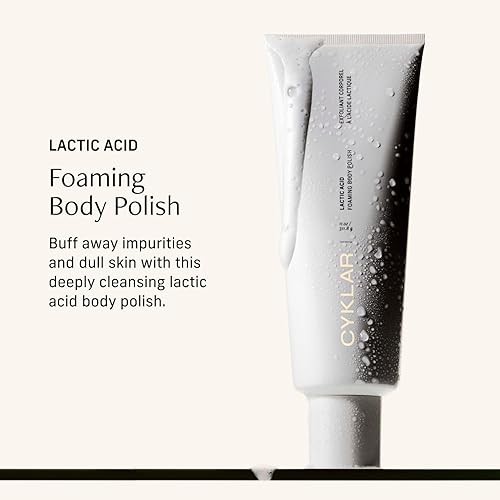 Miniatura 2 de Cyklar Esmalte corporal espumoso de ácido láctico, gel de baño exfoliante con suavizadores químicos y físicos, incluye hidratación de glicerina,