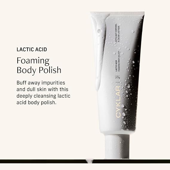Cyklar Lactic Acid Body Polish Chemical Exfoliator with AHAs & Volcanic Pumice Added Glycerin for Skin Hydration Fragrance-Free, 11 fl oz