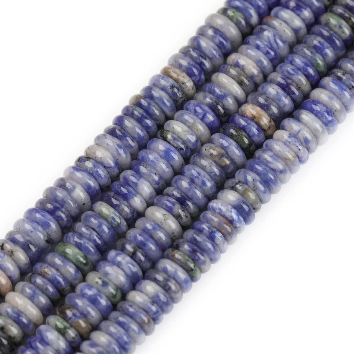 GEM-Inside 2x6mm Natural Blue Sodalite Jasper Stone Heishi Disc Rondelle Spacer Beads for Jewelry Making Full 15" Strand Energy Stone Healing Power Crystal