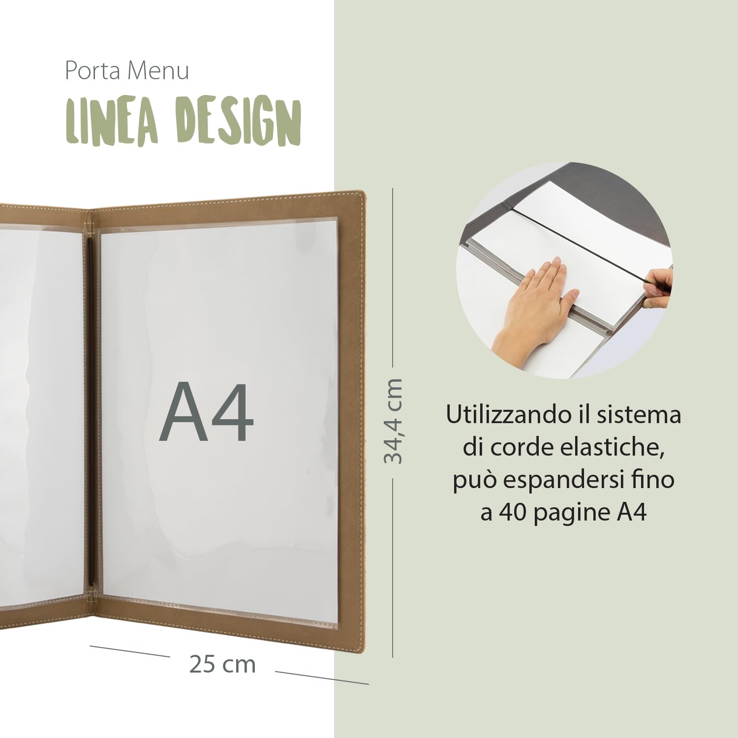SECURIT Porta Menu Linea Design A4 Similpelle Cork Beige 1 Doppio Inserto