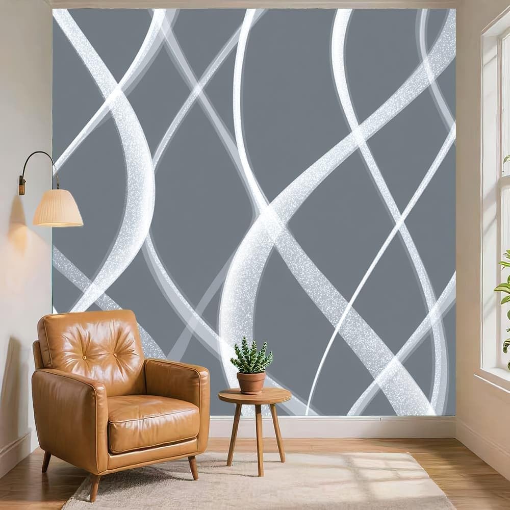 Fototapeta z włókniny, do pokoju dziecięcego, 300 x 210 cm, nowoczesna, abstrakcyjna, minimalistyczna tapeta z włókniny XXL, efekt 3D, dekoracja ścienna, szaro-biała, tapeta z wzorem do salonu