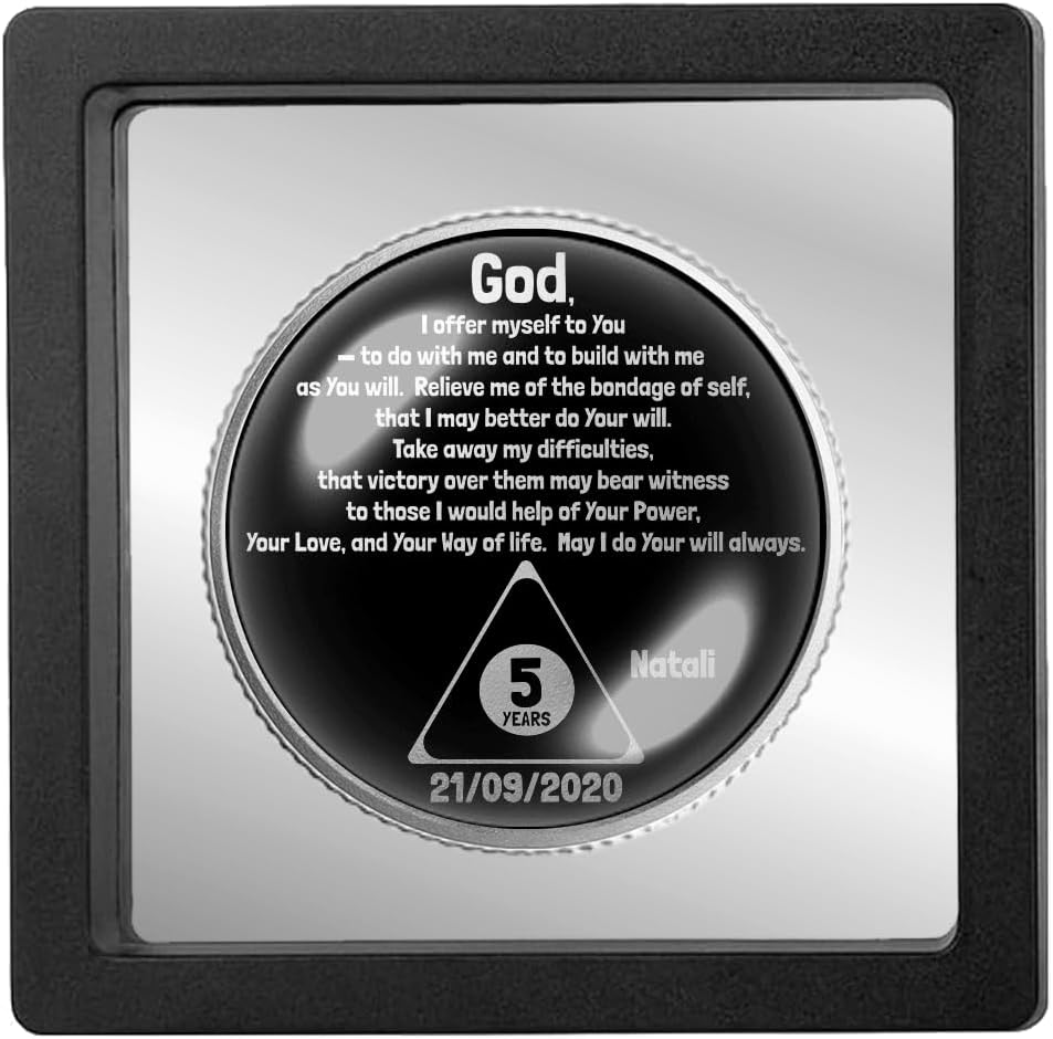 High Power Sobriety Coin – Symbol of Hope, Faith & Renewal – Man Reaching Toward The Divine Light Over Ocean – Artistic Religious Collectible Token (Silver Color)