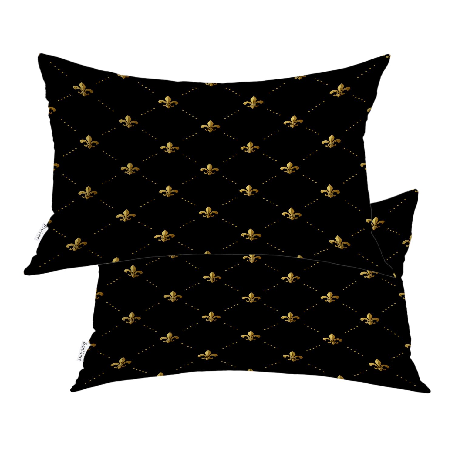 Housses de Coussin colorées Motif Dragon Patches Housse de Coussin décorative en Coton pour canapé, Chambre à Coucher, Voiture Geometric Lumbar 12 x 20 inches Or Noir 1
