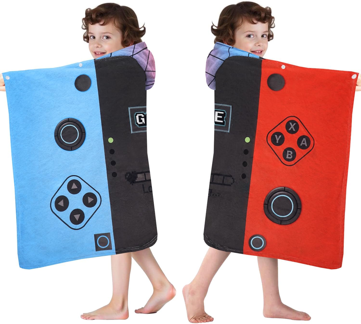 Hooded Towels for Kids- Ultra Soft 100% Cotton Video Game Gamepad Toddler Hood Bath Towels/Pool Terry Towel Beach Poncho Wrap Absorbent Cute Bath & Swim Wrap for Boys & Girls 3-10 Years - Image 6