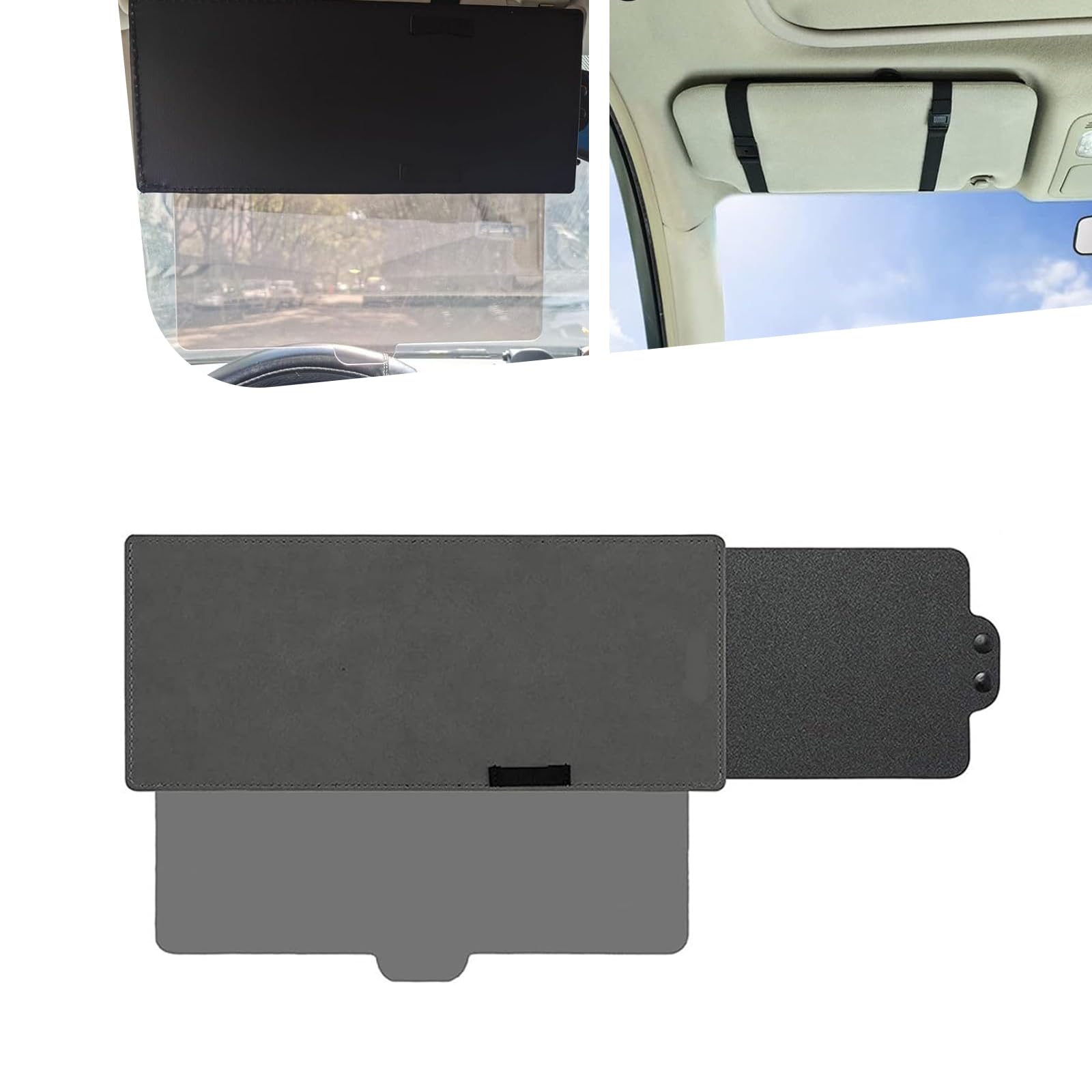 1 PC Car Retractable Sun Visor Extender, 12.2" x 5.9" High Beam UV Filter Anti-Dazzle Protective Panel, Elastic Strap Mount Portable Safe Driving Light Blocker, Universal for Car (Dark Brown)