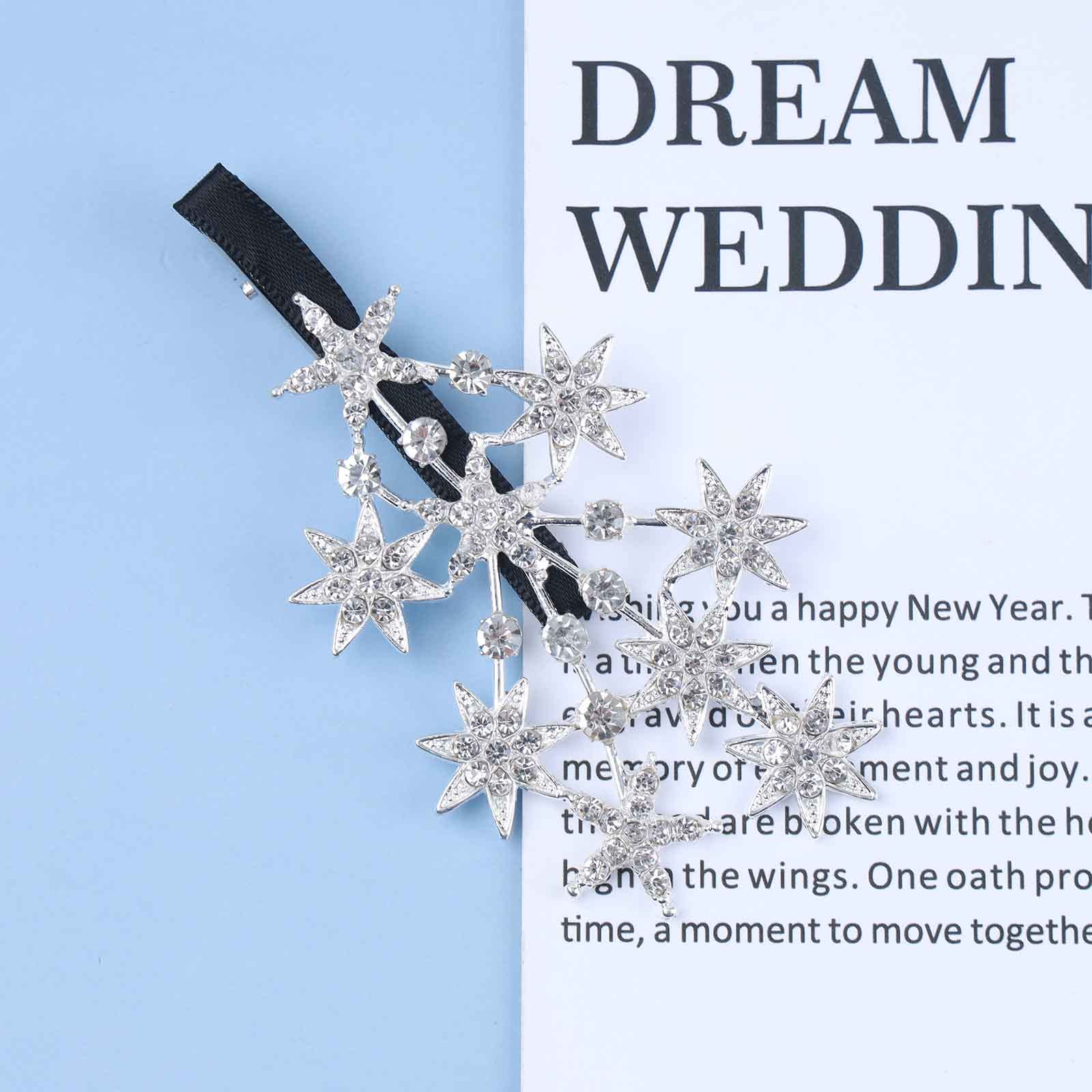 Blue Crystal star hair pin Starfish Magnetic Hair Clip Sea Star use Swarovski Crystal  main image 3
