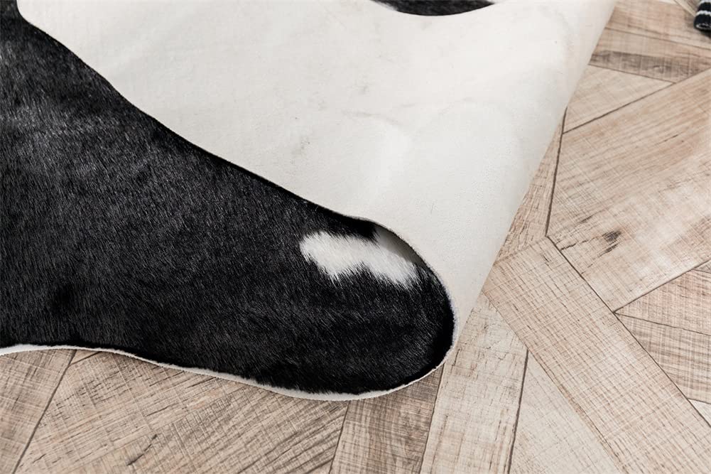 Grand tapis imprimé vache noir et blanc, tapis en fausse peau de vache pour la maison, 158 x 220 cm/1,6 x 2,2 m
