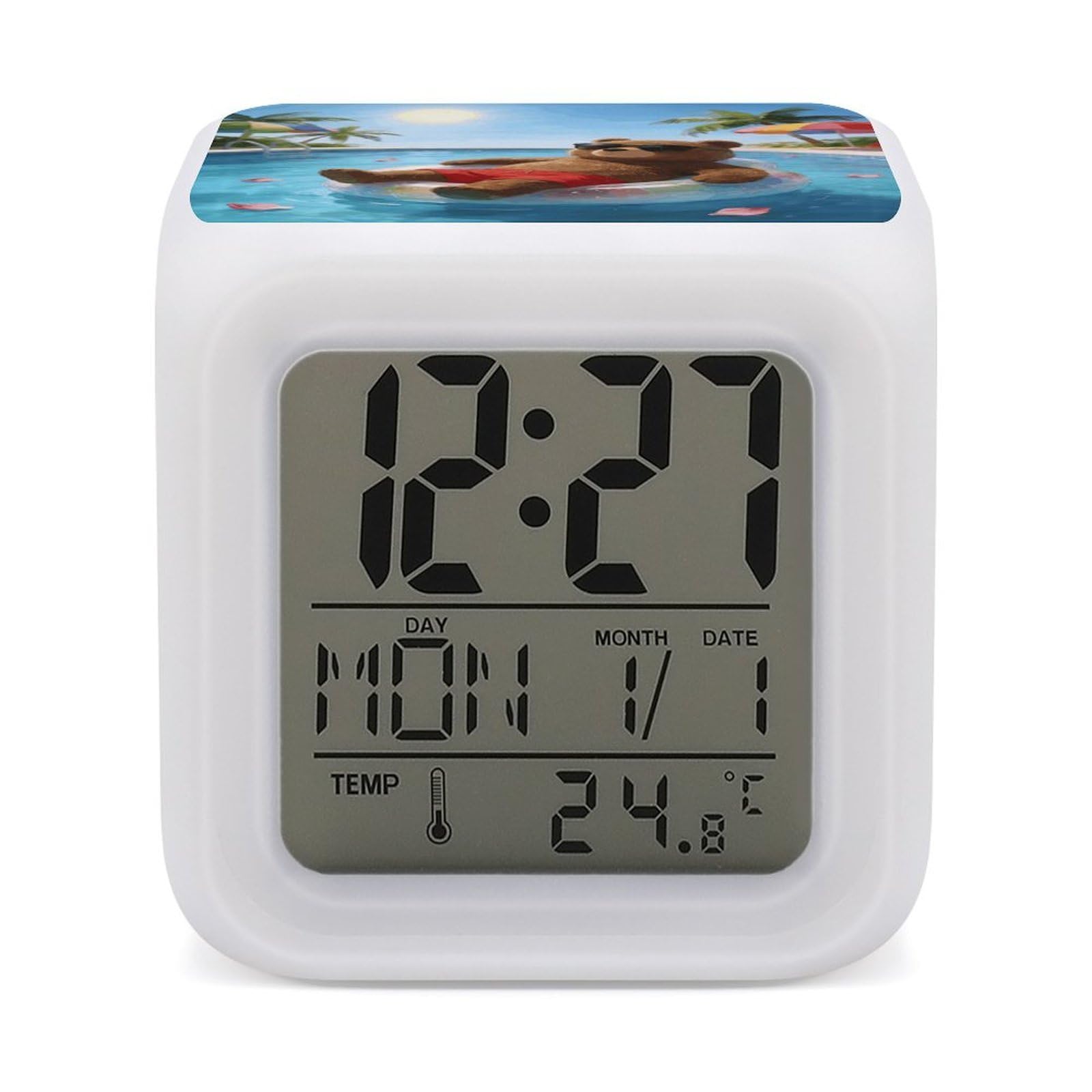 Reloj despertador para personas que duermen mucho con potente alarma y luces LED Little Bear