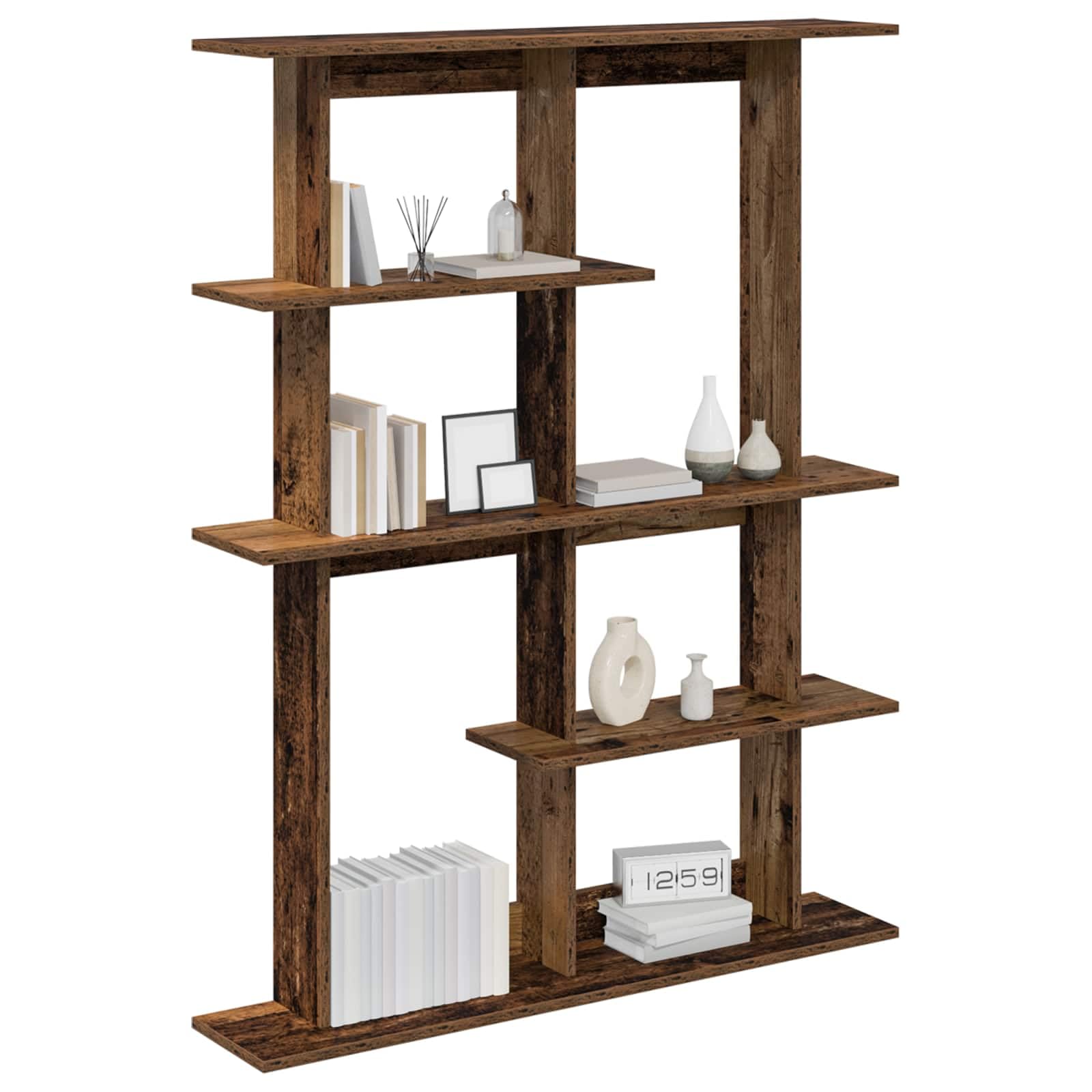 Scaffale da parete in legno anticato, 102 x 20 x 130 cm, scaffale