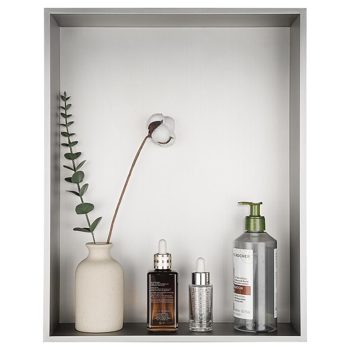 JQK Shower Niche No Tile Need 18 14 Brushed Nickel Bathroom Insert Shelf 304 Stainless Steel Recessed Shower