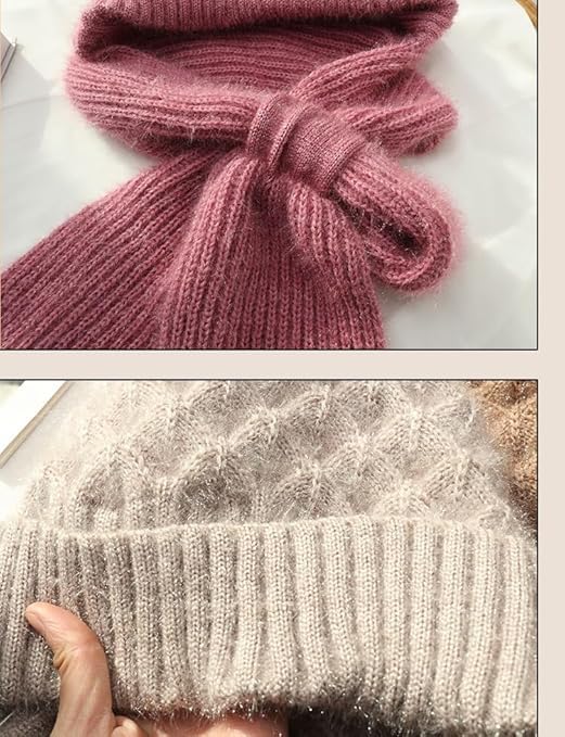 HIRVA CREATION Multicolor Knitted Winter Set: Soft Beanie Hat with Matching Scarf, Fleece Lined for Extra Warmth, Cozy and Stylish Cold Weather Accessories for Women 4