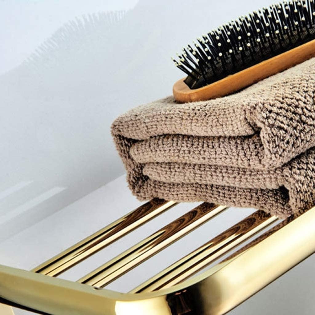 Towel Rails Gold Racks, Wall-Mounted Stands Metal Brass Household Bathroom Double Layer Bars Hardware Decoration Holder