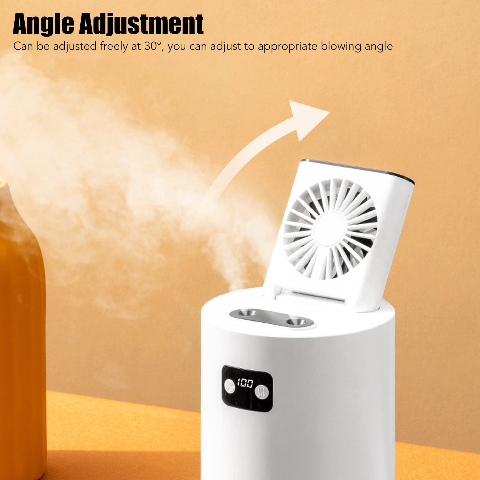 Umidificatore a Ventola per Aria Condizionata 2 in 1, Raffrescatore D'aria con Vaso D'acqua da 1000 Ml, Ventola di Sollevamento con Ricarica USB, Umidificatore a Doppio Getto con Telecomando, 3 Modali