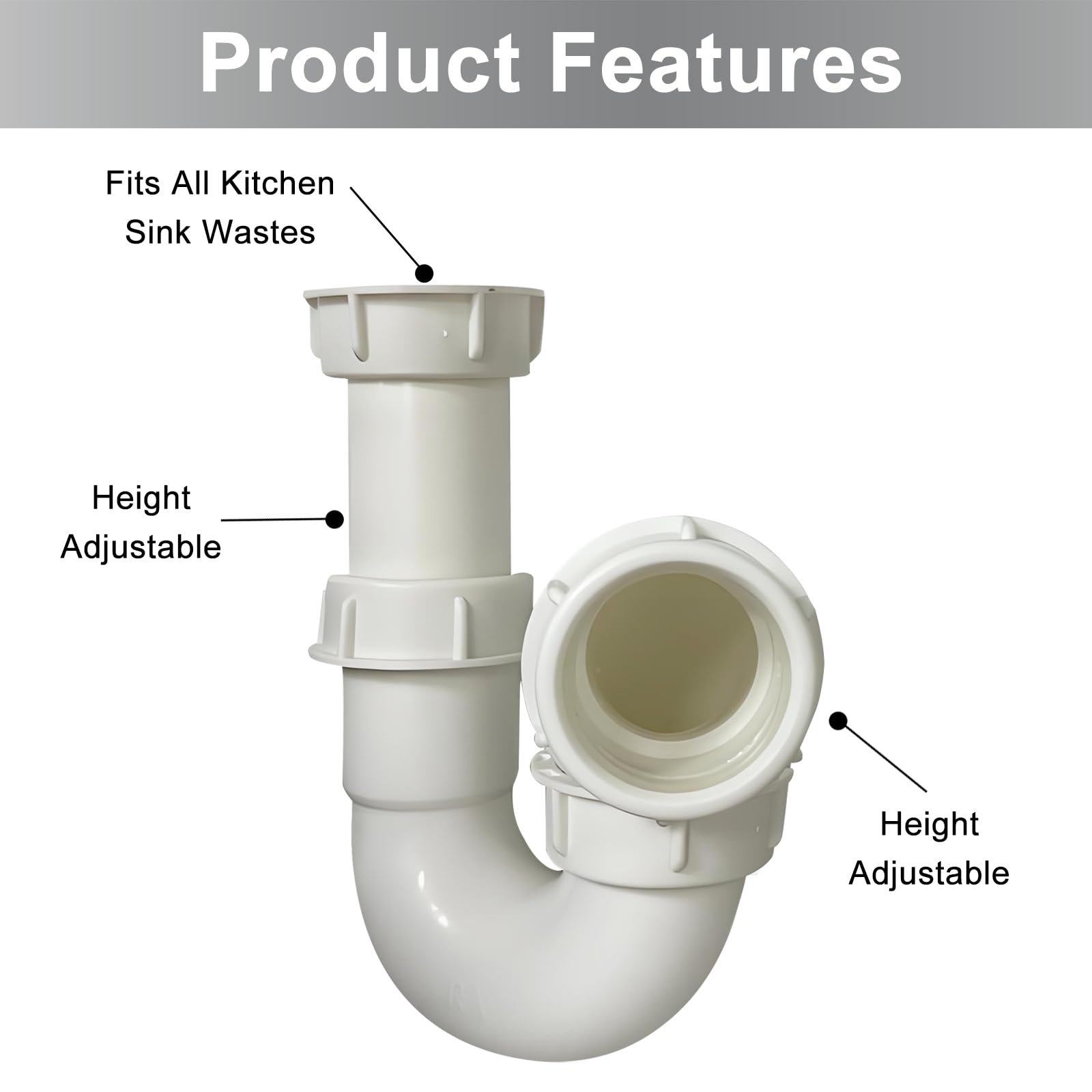 Telescopic P Trap, 40mm (1.1/2") Multi-fit Sink Waste Kit - Image 3