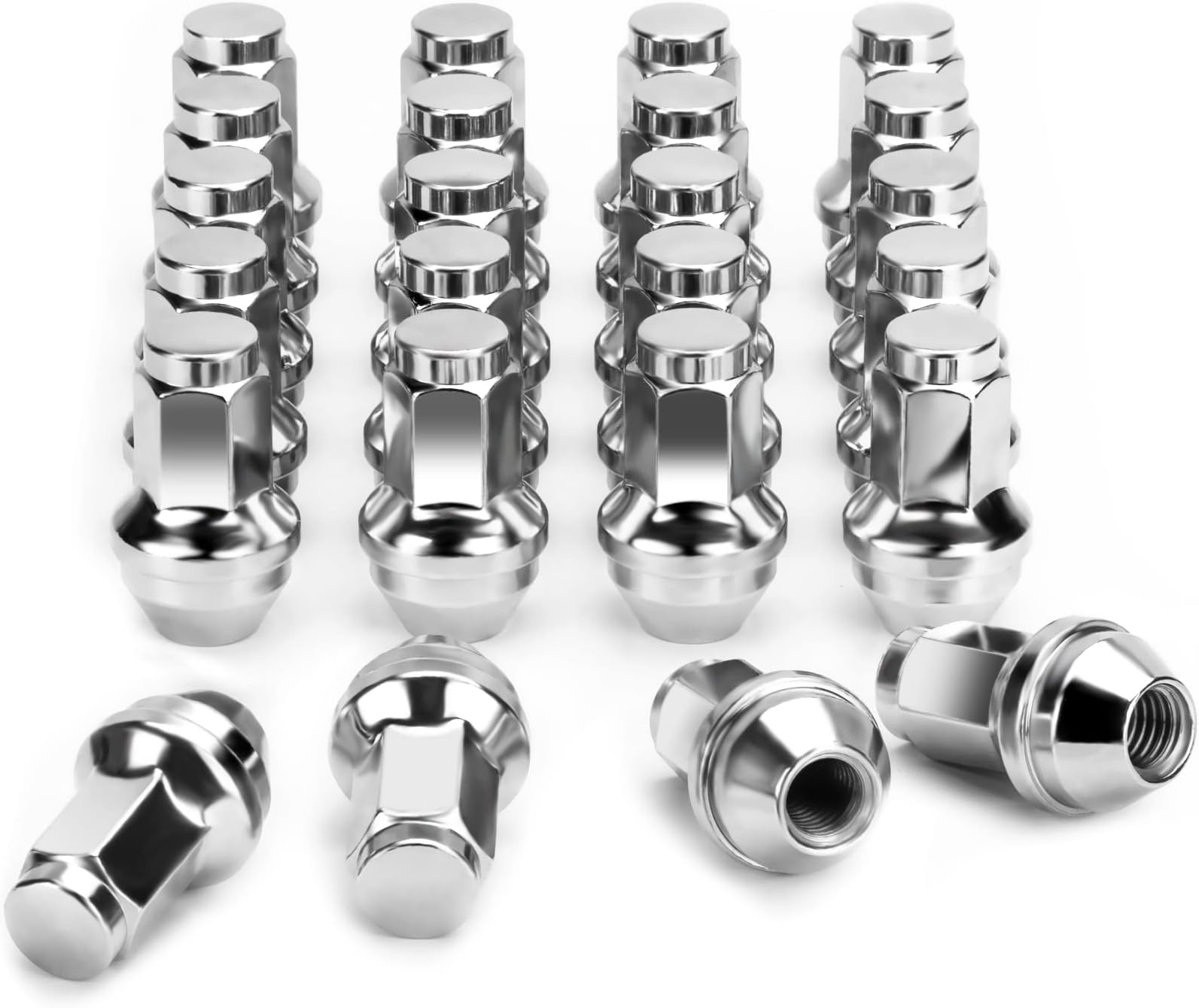 M14x2.0 OEM Lug Nuts Fit 2000-2014 Ford F150, 24PCS One Piece Design Factory Style M14-2.0 Wheel Lug Nuts for Expedition Lincoln Navigator Replacement Ford OE Stock 4L3Z1012A 7L1Z1012A Lugs Anti-Rust