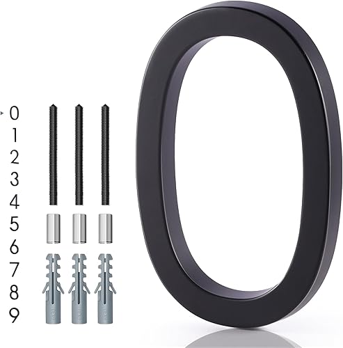 YIPLED - Número de casa flotante 0, números de casa modernos de 6 pulgadas para el hogar, buzón, calle (negro)