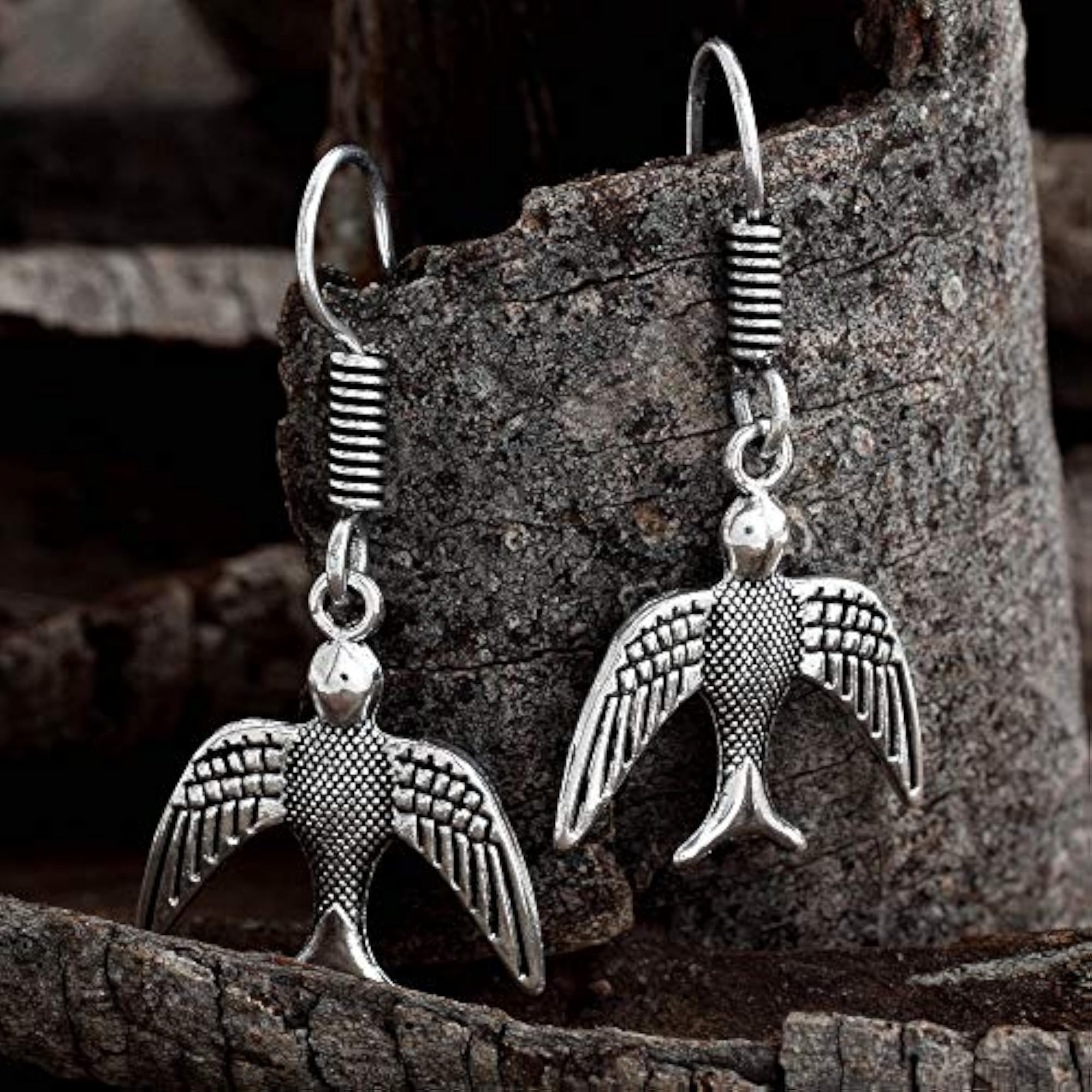 Brass Eagle Bird Drop Dangle Earrings