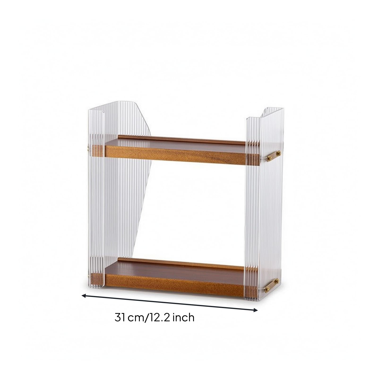 Baoblaze Estante para Cosméticos Organizador de Maquillaje Repisa de Tocador Estantería de Escritorio de Doble Nivel con Madera y Acrílico Transparente Orden y, Grande