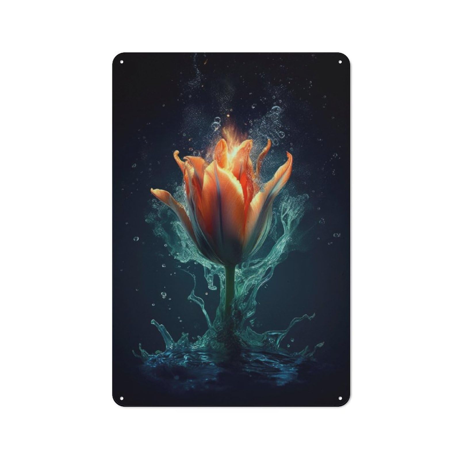 Junmoney Fire Tulip Metal Sign 30X20cm With For Home Bar Wall, Rustic Decor, For Collectors Decorating Home Bars And Entertaining Spaces
