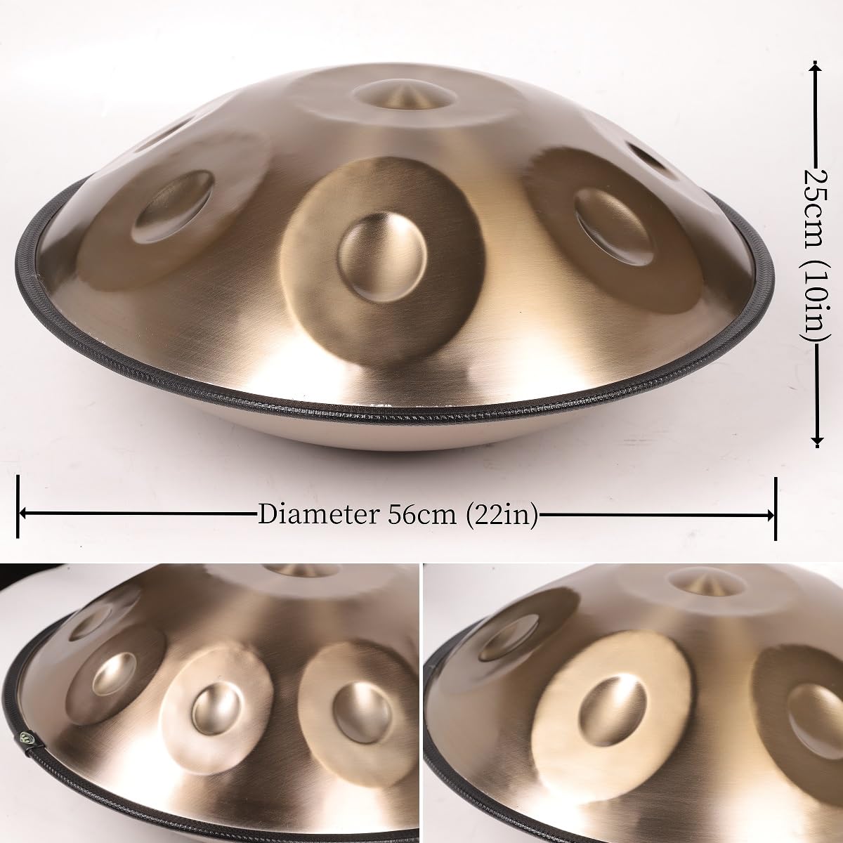 440HZ Stahl-Zungentrommel Percussion-Instrument Handpan-Trommel in d-Moll 10 Töne (Gold)