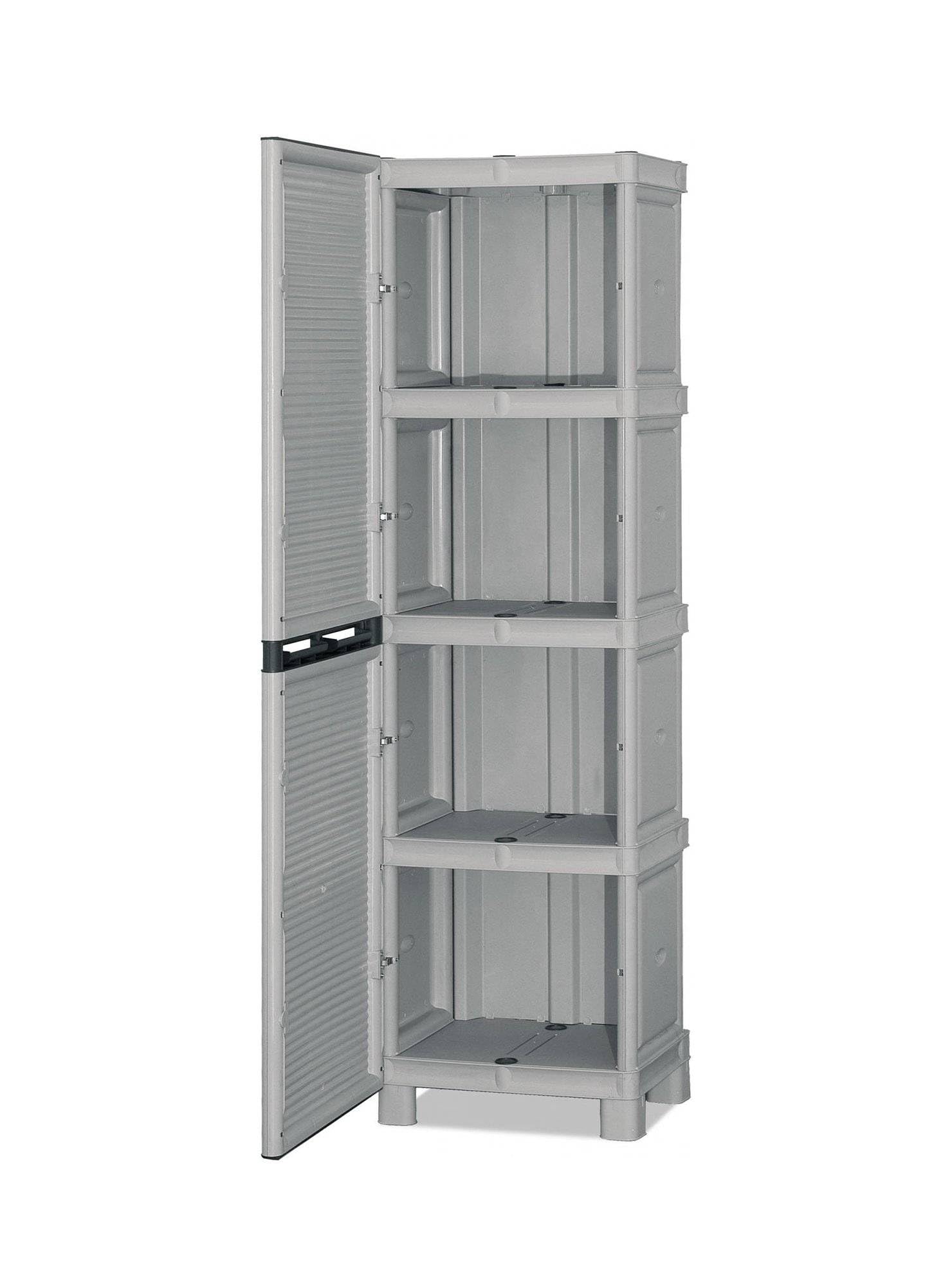 Dmora Armadio da esterno Namur, Mobile Multiuso, Armadio per lavanderia, Armadietto Outdoor, 100% Made in Italy, Grigio Chiaro, 50x39h172 cm