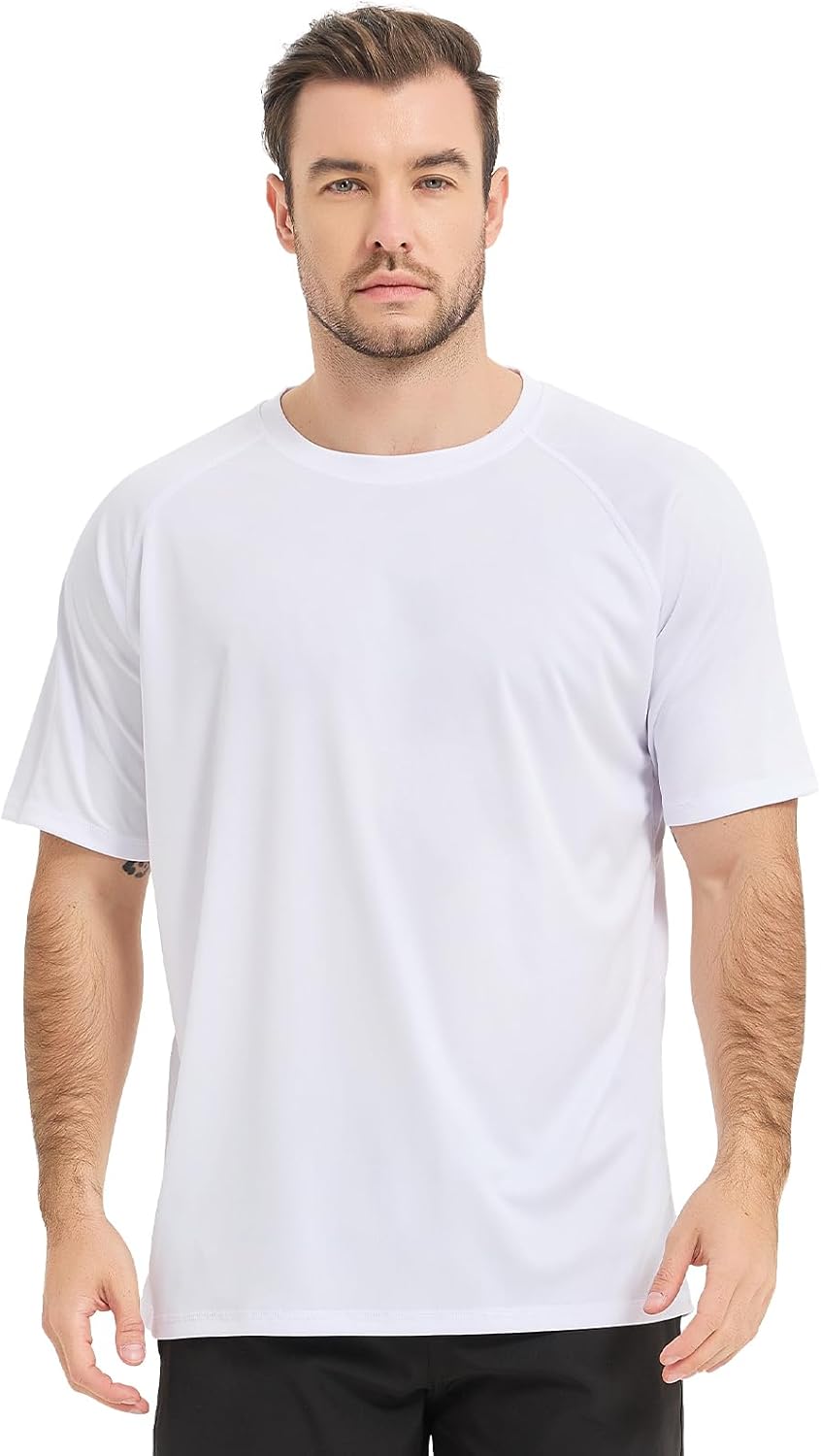 Sun Protection T-Shirts Short Sleeve Athletic Shirts for Men Quick Dry UPF 50+ Workout for Running Fishing Hiking