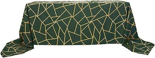 Miniatura 6 de Efavormart - Mantel rectangular de poliéster de 90 x 132 pulgadas, color verde esmeralda cazador con patrón geométrico dorado