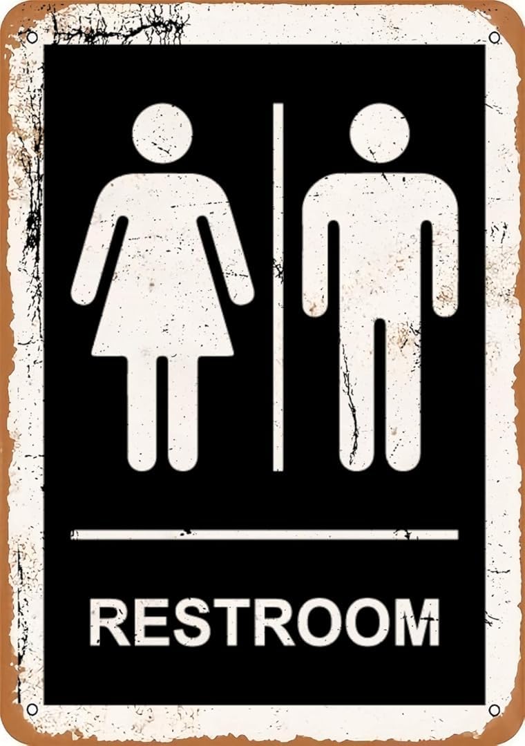 Unisex Restroom Retro Funny Novelty Art Backyard Funny Wall Décor Poster Cafe Plaque Tin Sign 8x12 Inch