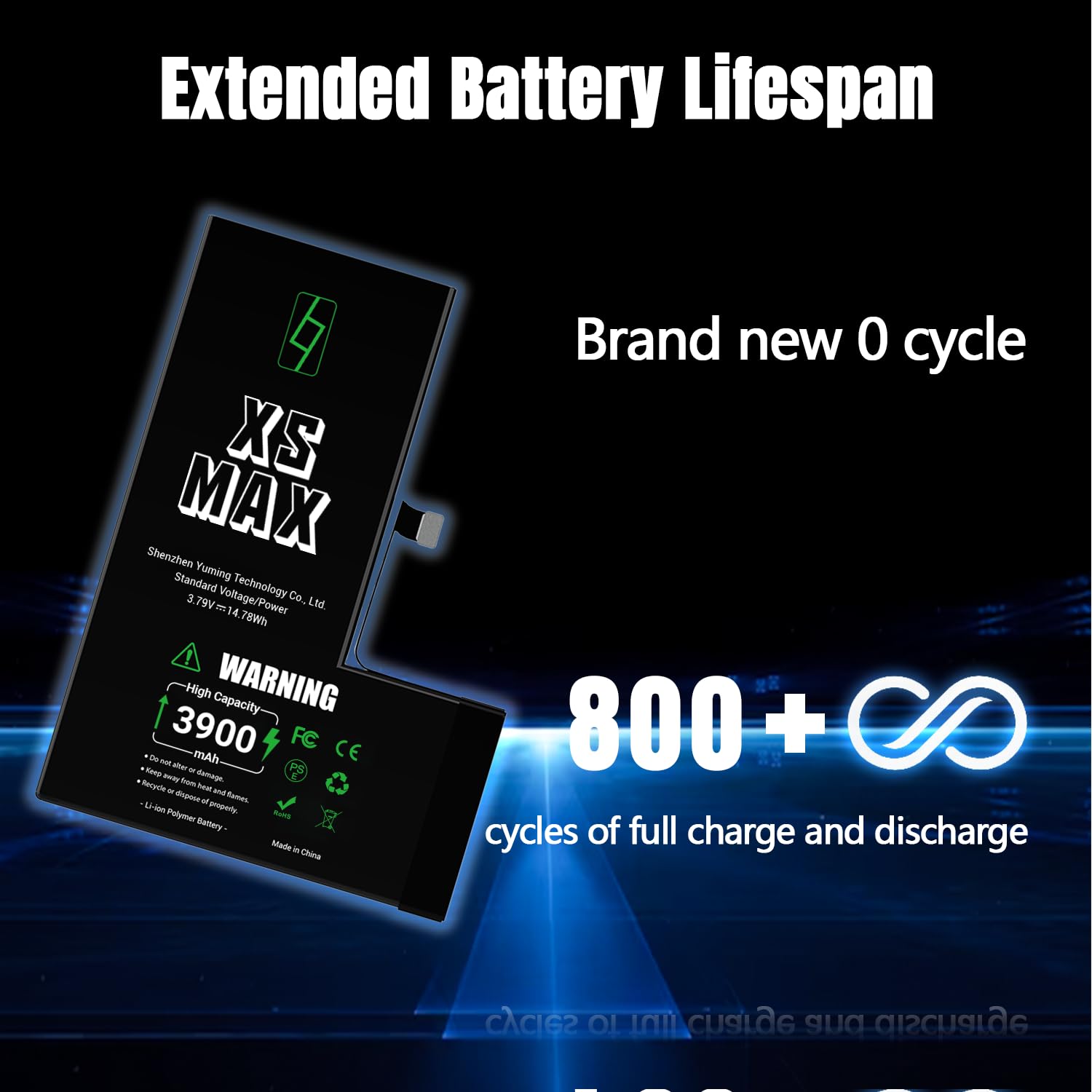 GOLDWANGWANG Batteria per iPhone XS Max, 3900mAh Alta Capacità, Compatibile con A1921 A2101 A2102 A2103 A2104, 0 Cicli, Kit di Riparazione Completo, Certificato CE/RoHS/FCC