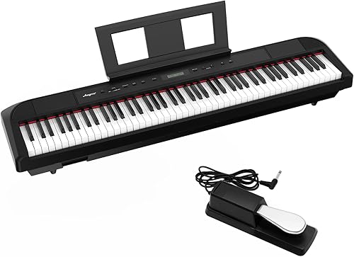 Piano digital, piano de martillo con peso de 88 teclas, piano de teclado eléctrico portátil para principiantesadultos con pedal de sostenimiento,