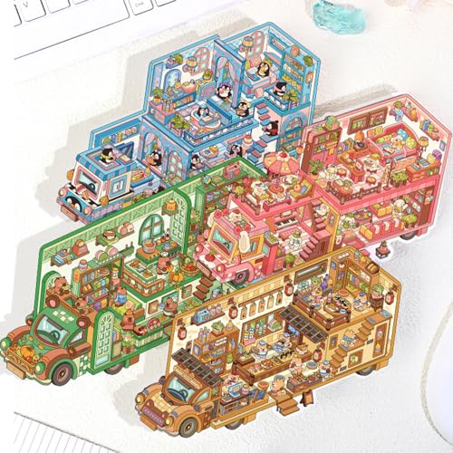 ハウスステッカー 3d シーンシール 造景シール紙ミニチュア模型 ドールハウス おもちゃ コラージュ シール 可愛い 手帳デコ 立体 手帳素材パック 漫画ステッカー ピンセット (4点セット+ピンセット)