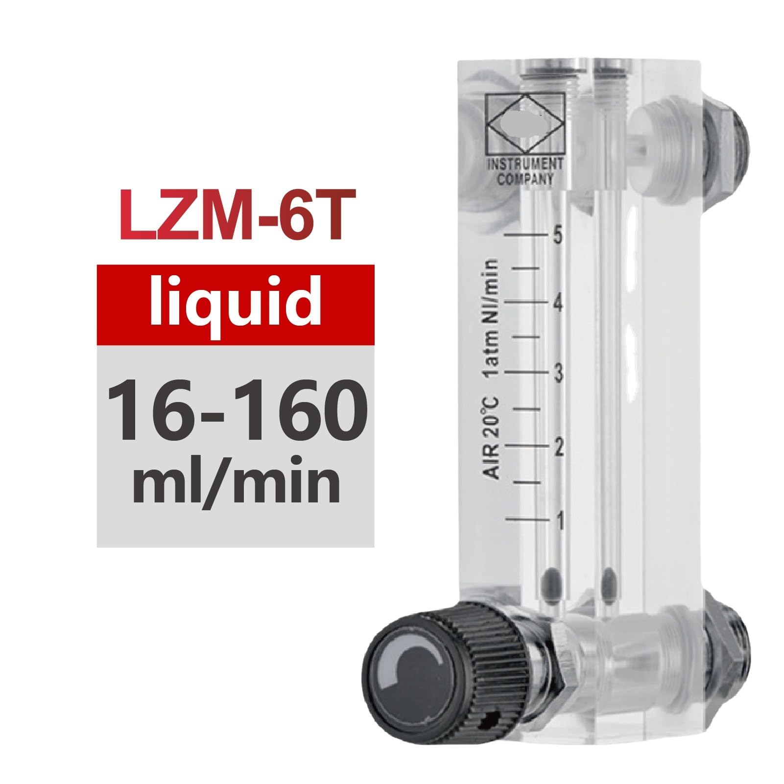 LZM-6T Medidor de Flujo rotámetro Panel acrílico Líquido pequeño 6-1000 ml(Liquid 16-160ml-min)