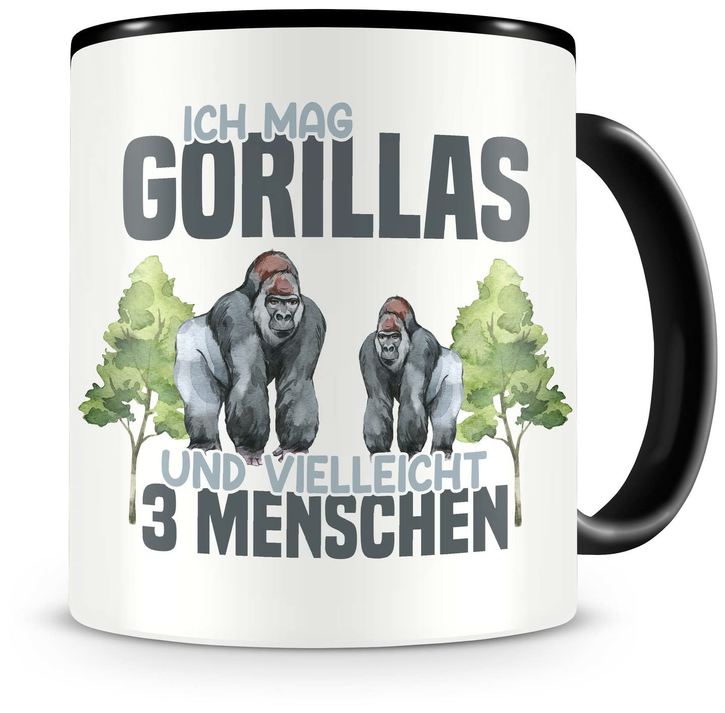 Lustige Gorilla Tasse „Gorilla Flüsterer“ – 300 Ml, Spülmaschinenfest, Beidseitig Bedruckt