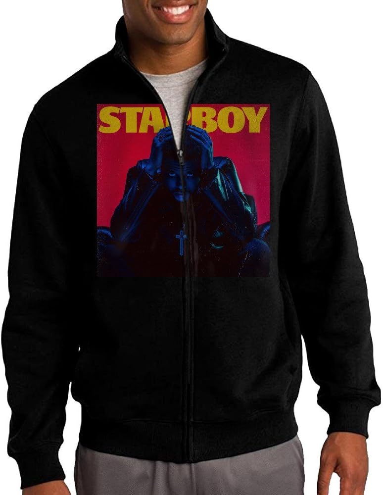 Men The Weeknd Starboy Hoodie Jacket Men Zip Up Black