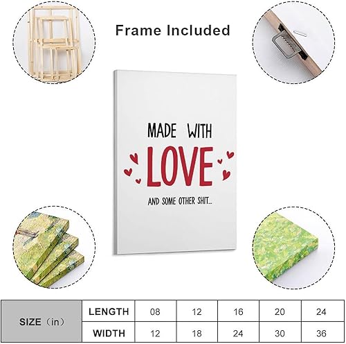 Miniatura 2 de Hergestellt Mit Liebe Und Einige Andere Scheiße, Druck, Küche Dekor Drucke, Posterdruck, Küche Diner - Póster en lienzo para decoración de pared,