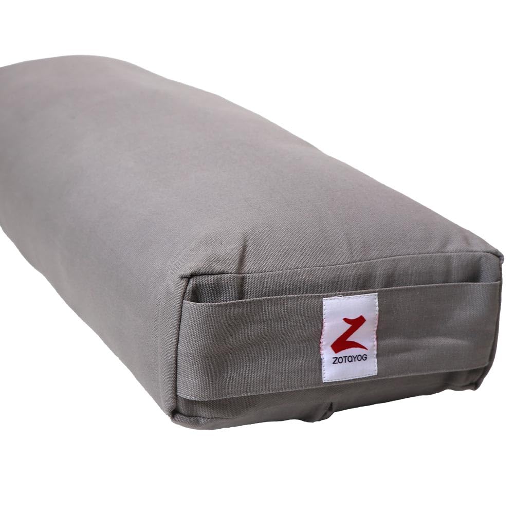 Zotayog Rectangular Yoga Bolster | Cotton Filled Cushion For Meditation, Yoga, Posture Correction (Grey) | (68 x 22 x 8 CM)-image-7