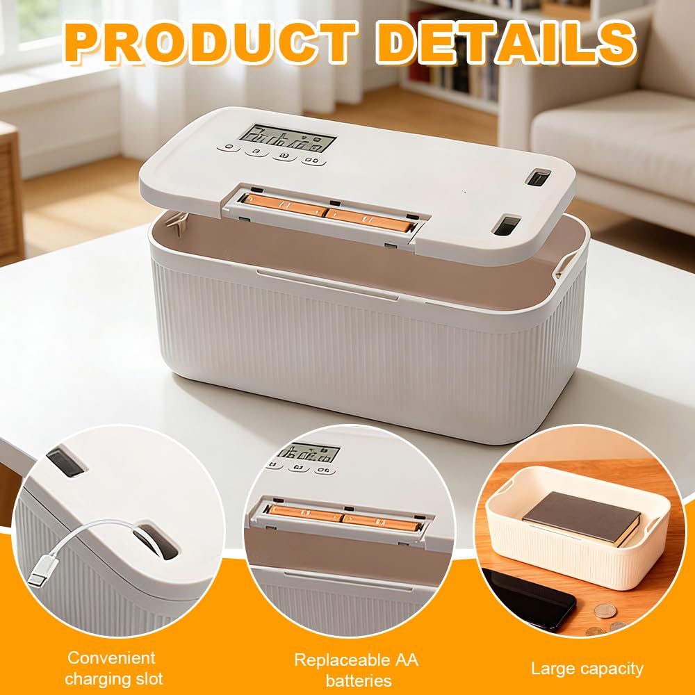Zeitschloss Box, SGZIOO Handy Safe mit Zeitschloss, 23,9 x 13,1 x 9,6 CM, Abschließbare Box mit 2 Arbeitsmodus, Time Lock box zur Selbstkontrolle, Suchtmanagement, für Snacks, Telefon