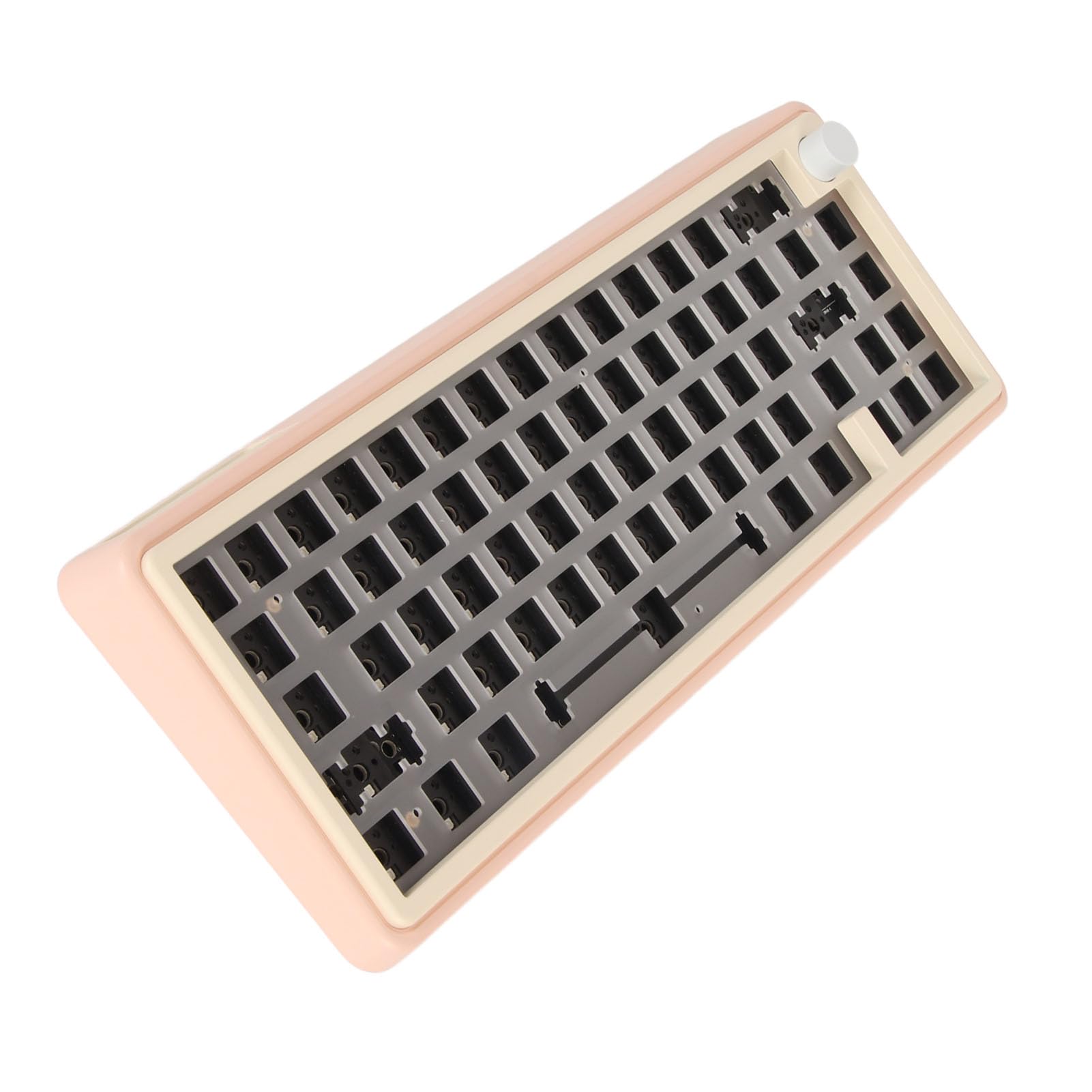 Kit de Teclado Mecánico Modular de 67 Teclas, Diseño Compacto Barebones Hotswap para Usuarios de, Aleación de Aluminio CNC (Rosa)