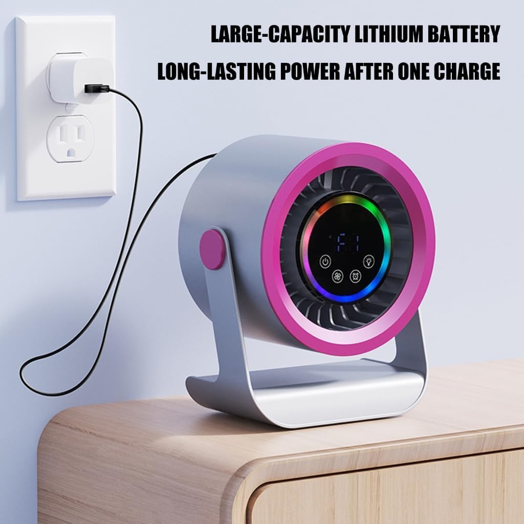 Portable Air Cooling Desktop Table Fan With 3 Speed Adjustable Head USB Rechargeable for Indoor Outdoor Camping Car Use
