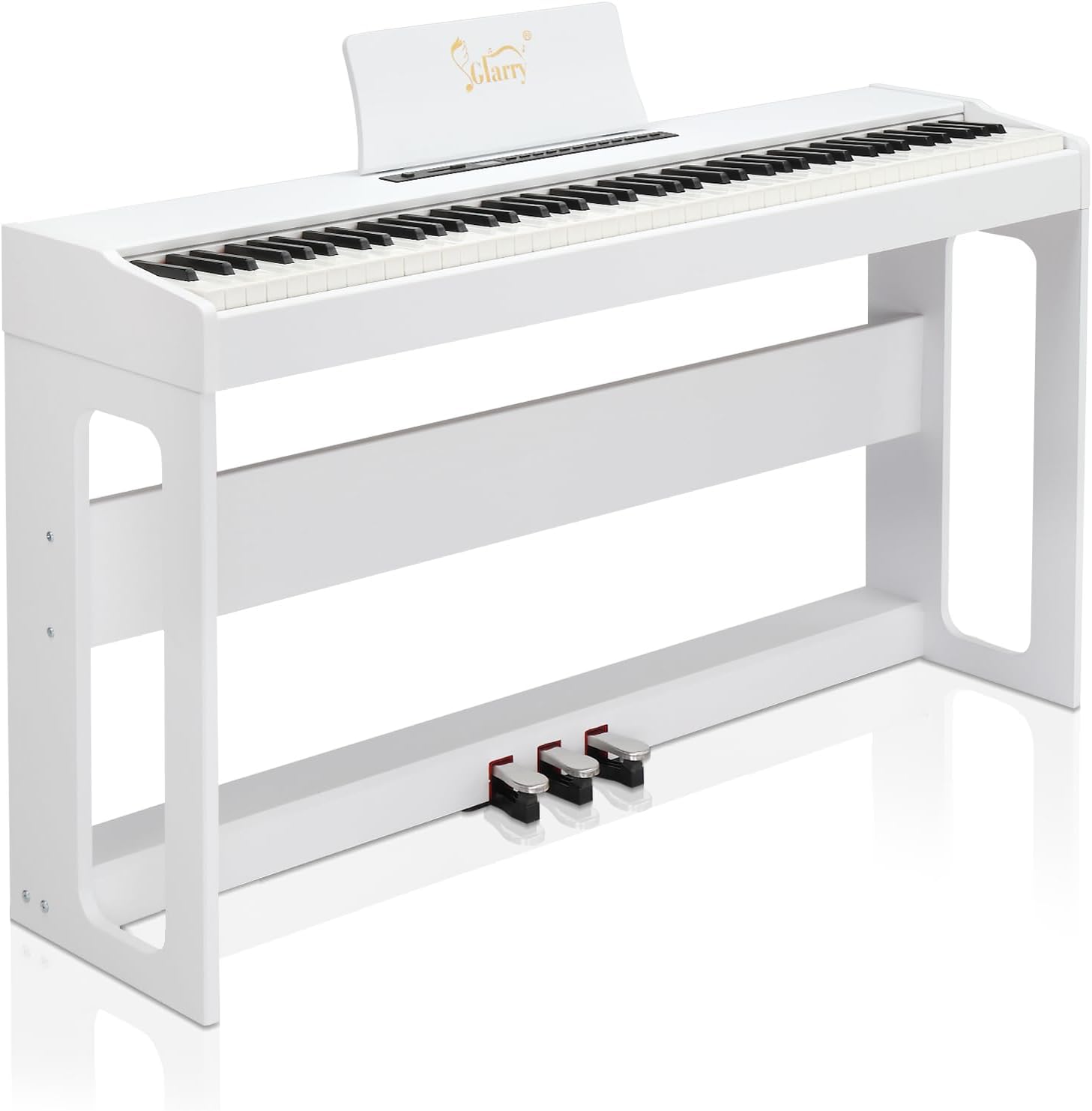 Glarry Digital Piano 88 Weighted Keys with Piano Headphones, Full Weighted Hammer Heavy Action Electric Keyboard Piano for Beginners, Piano Keyboard with 3-Pedal Unit, Double Bluetooth (White)