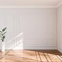 Vista 5 de Pangda Kit de 3 molduras de pared autoadhesivas estilo capa interior y exterior, panel de zócalo prefabricado para decoración de molduras de pared