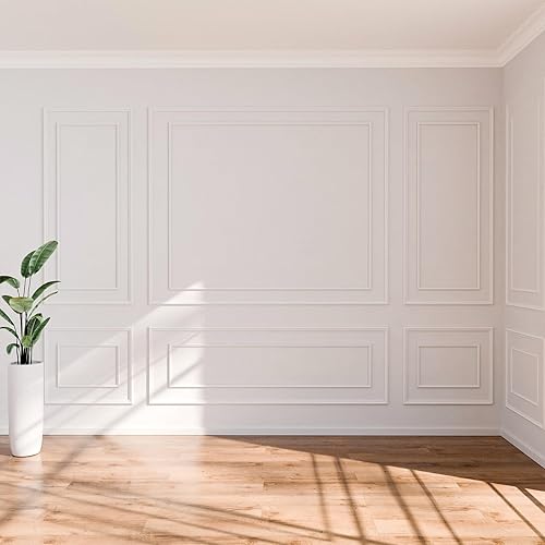 Miniatura 5 de Pangda Kit de 3 molduras de pared autoadhesivas estilo capa interior y exterior, panel de zócalo prefabricado para decoración de molduras de pared