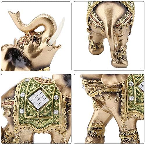 Hilitand Green Elephant Statue Sculpture Figurine Lucky Feng Shui Lucky Home Car Tray Decoration (L) - Image 3