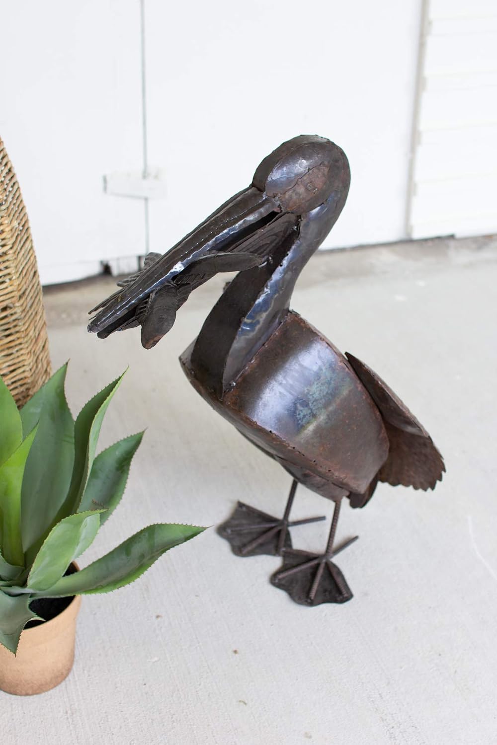 MY SWANKY HOME Coastal Rustic Recycled Metal Pelican Beach Bird Indoor Outdoor Garden Art