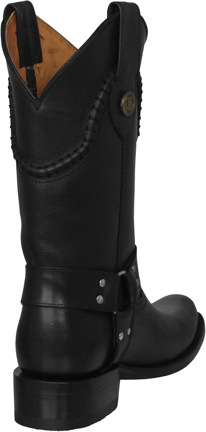 Texas Legacy Mens Rider Black Motorcycle Western Boots Leather Harness Square Toe - Image 3