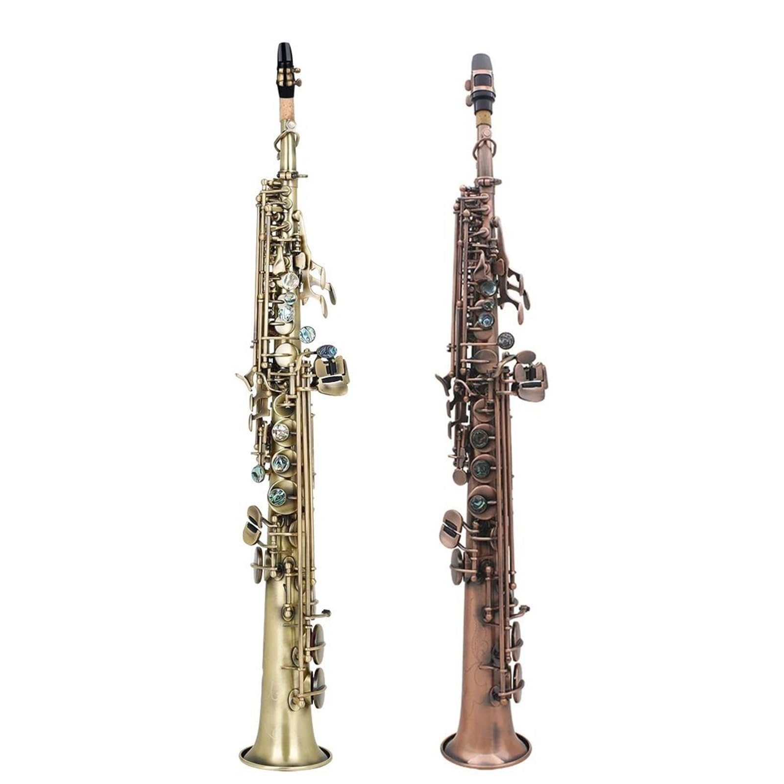 Saksofony Zestaw Saksofonów Sopranowych Bb Vintage Bronze Copper B Flat Z Futerałem Na Instrumenty Dęte Drewniane(3/4)