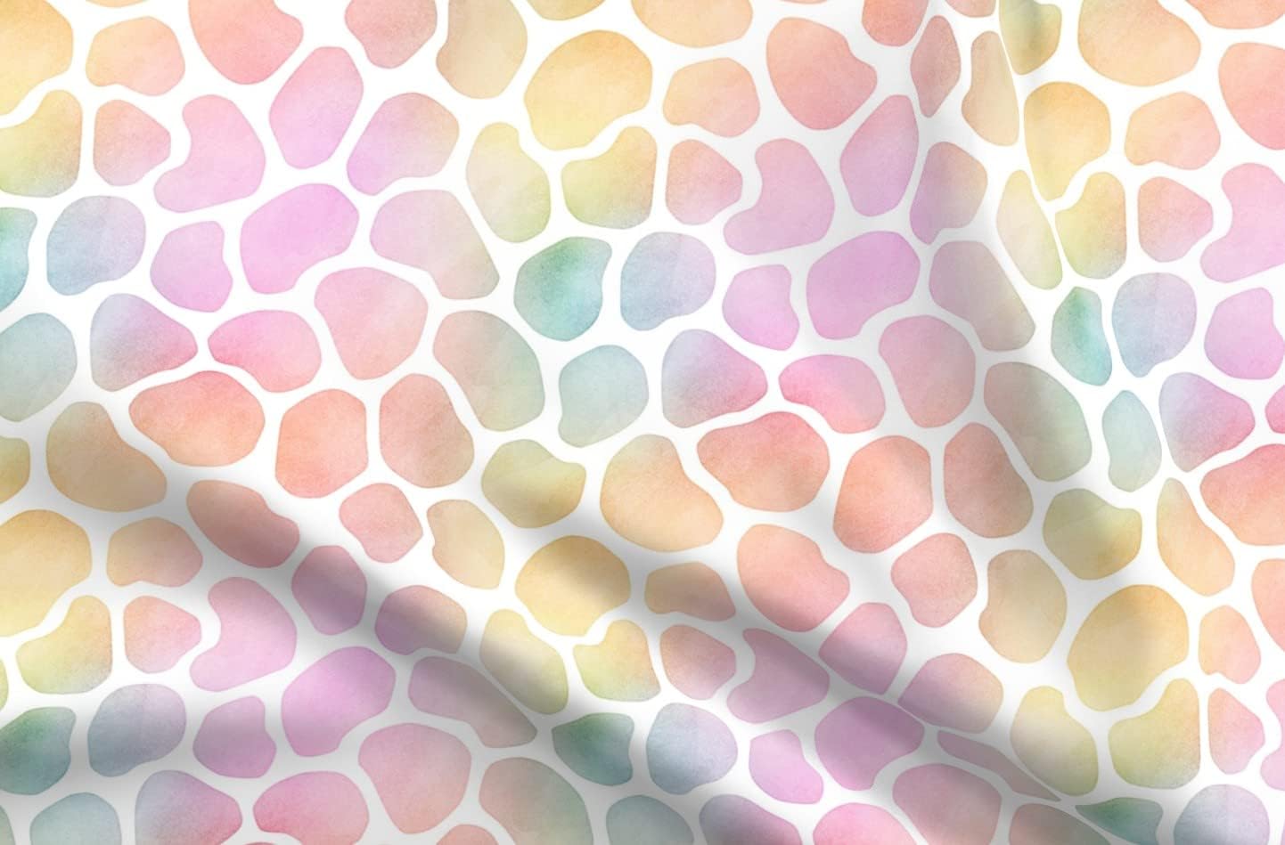 Spoonflower Fabric - Pastel Rainbow Watercolor Giraffe Pattern Animal Print Safari Printed on Minky Fabric Fat Quarter - Sewing Baby Blankets Quilt Backing Plush