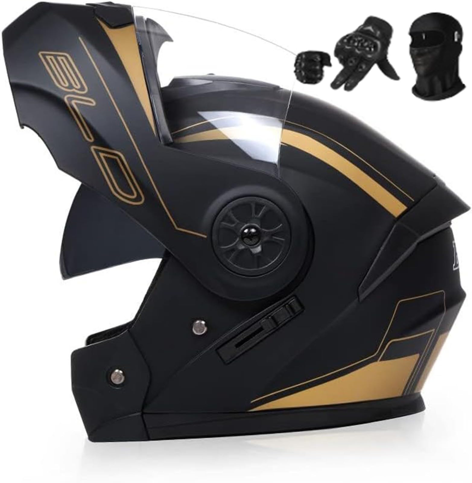 Motorradhelm mit DOT/ECE-Zugelassener Helm Motorrad Klapphelm Integrierter Motorradhelm mit Anti-Fog-Doppelvisier Vollgesichts Motorrad Rennhelm für Erwachsene X,XL61-62CM