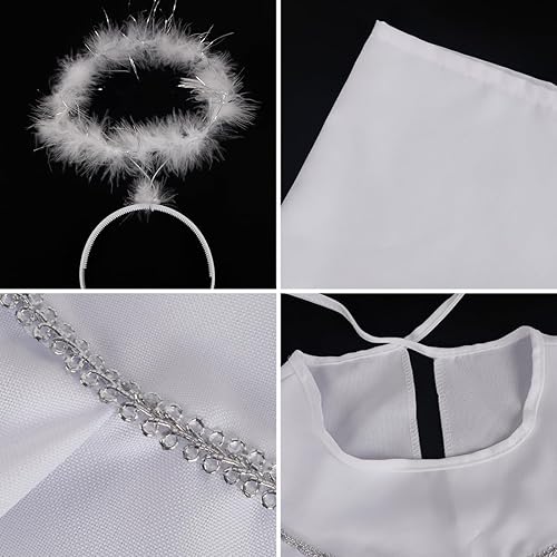 Miniatura 6 de Disfraz de ángel para niñas, batas de coro con diadema de halo de ángel, disfraz de Navidad, cosplay